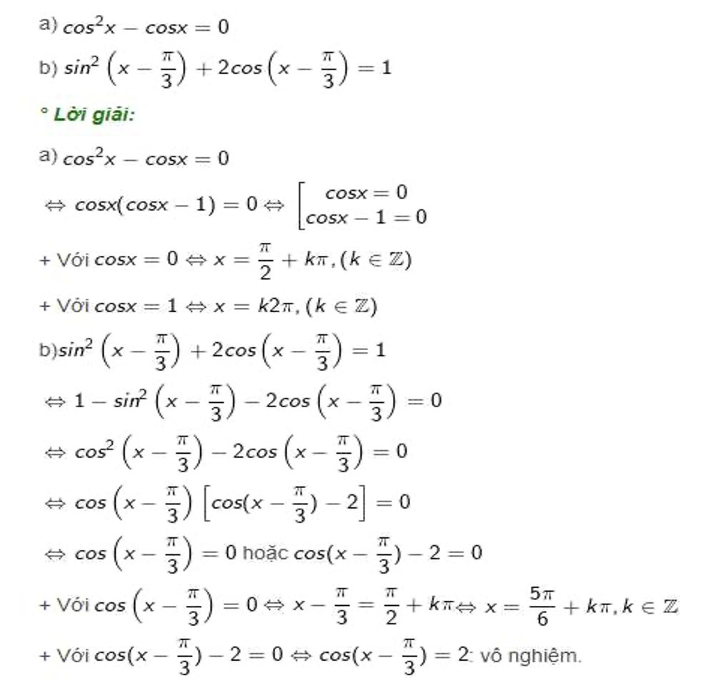 Bài tập dạng Phương trình bậc nhất có một hàm lượng giác
