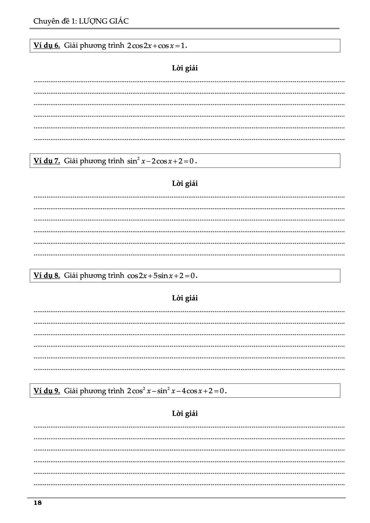 Bài tập lượng giác lớp 11