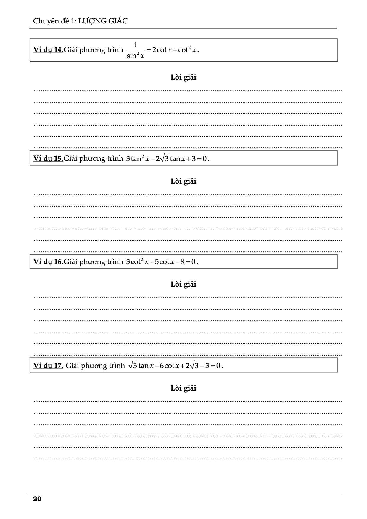 Các dạng bài tập phương trình lượng giác 11