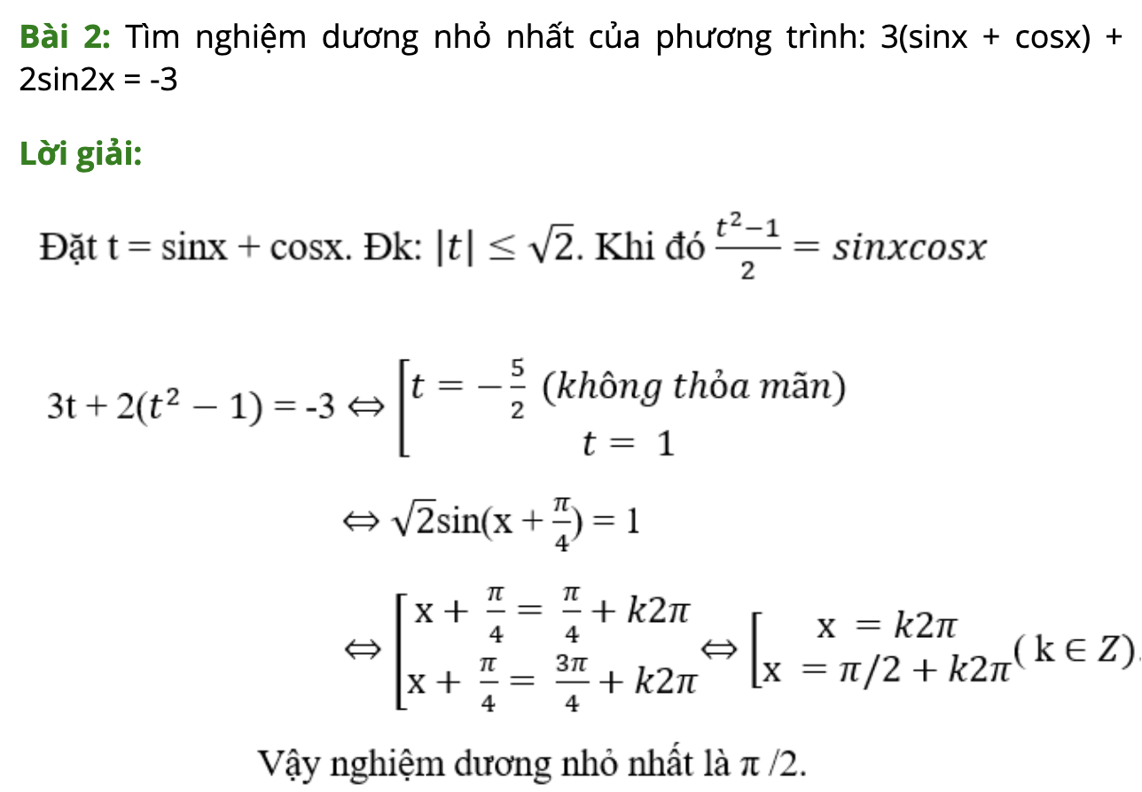 Bài tập giải phương trình lượng giác đối xứng, phản đối xứng có đáp án