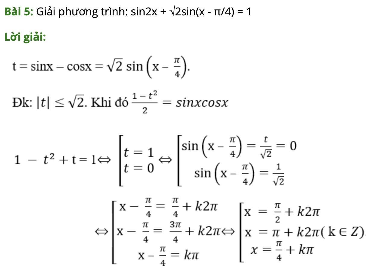 Bài tập dạng phương trình lượng giác đối xứng, phản đối xứng kèm đáp án