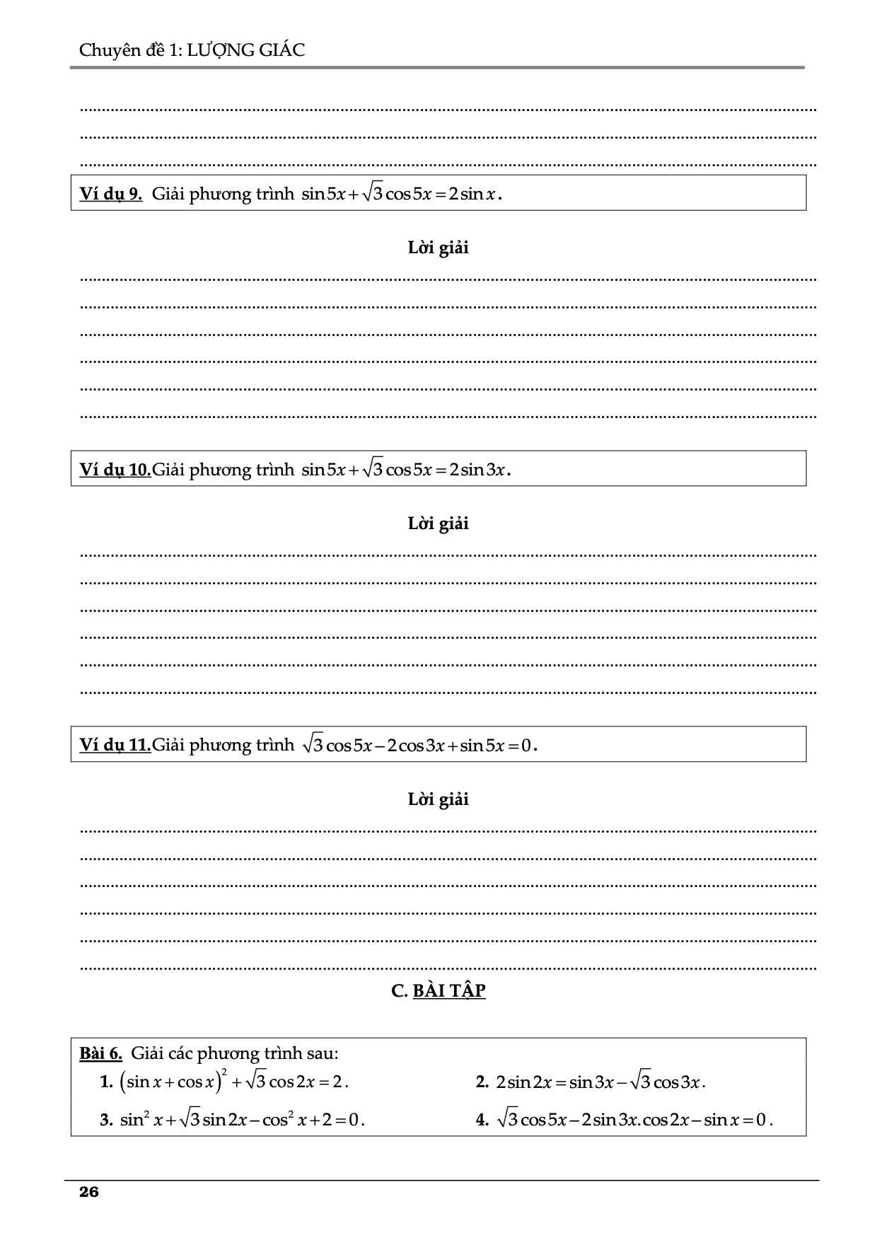 Các dạng bài tập về hàm số lượng giác lớp 11