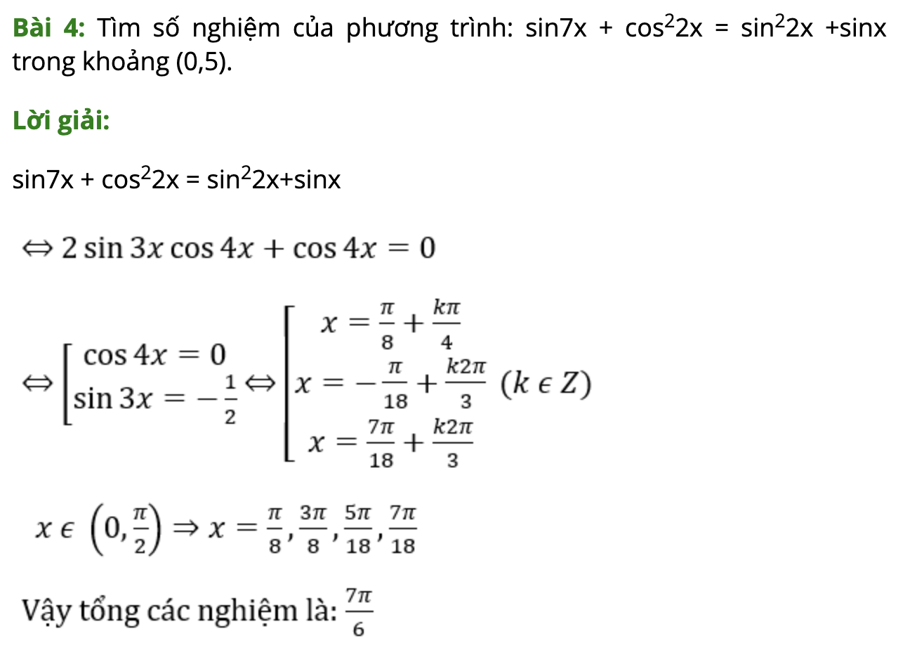 Bài tập dạng phương trình lượng giác đặc biệt có đáp án