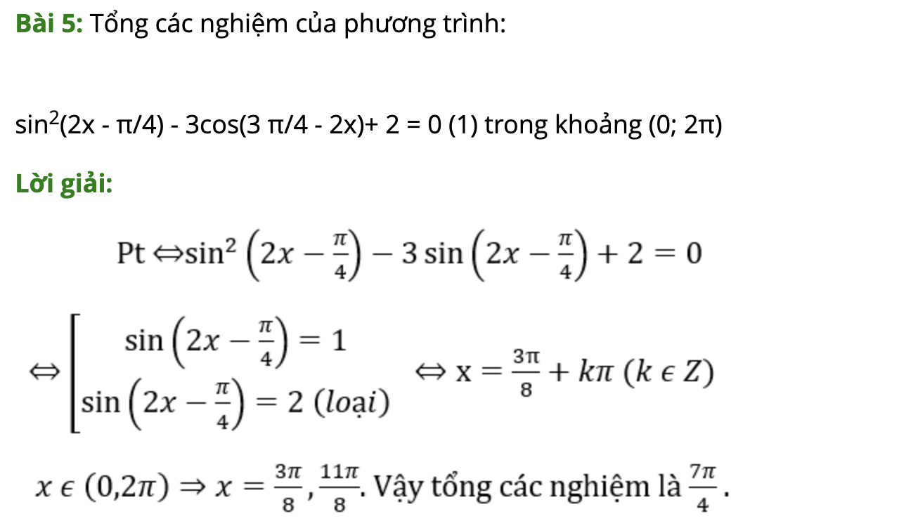 Bài tập phương trình lượng giác đặc biệt kèm đáp án