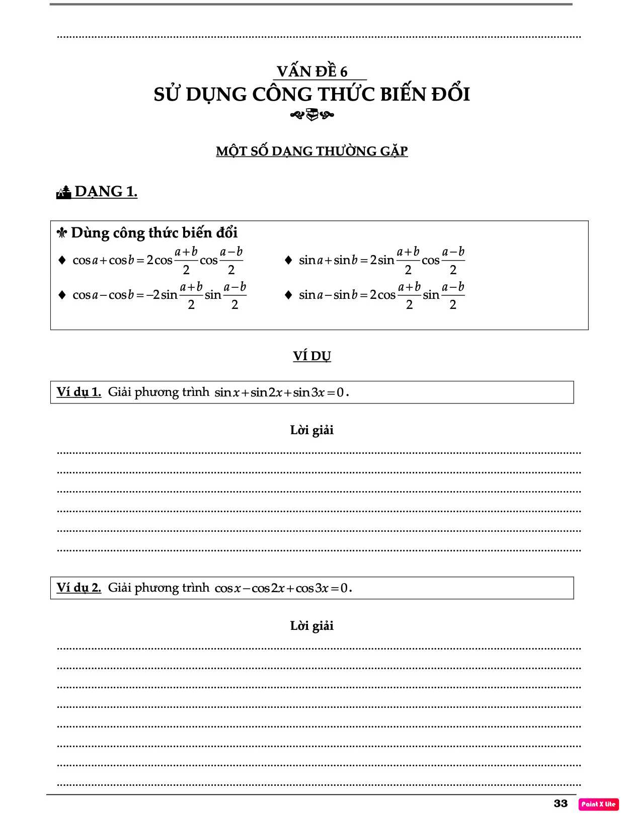 Bài tập lượng giác toán 11