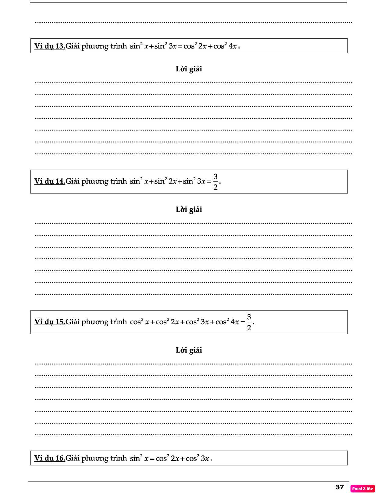 Bài tập lượng giác toán lớp 11 nâng cao