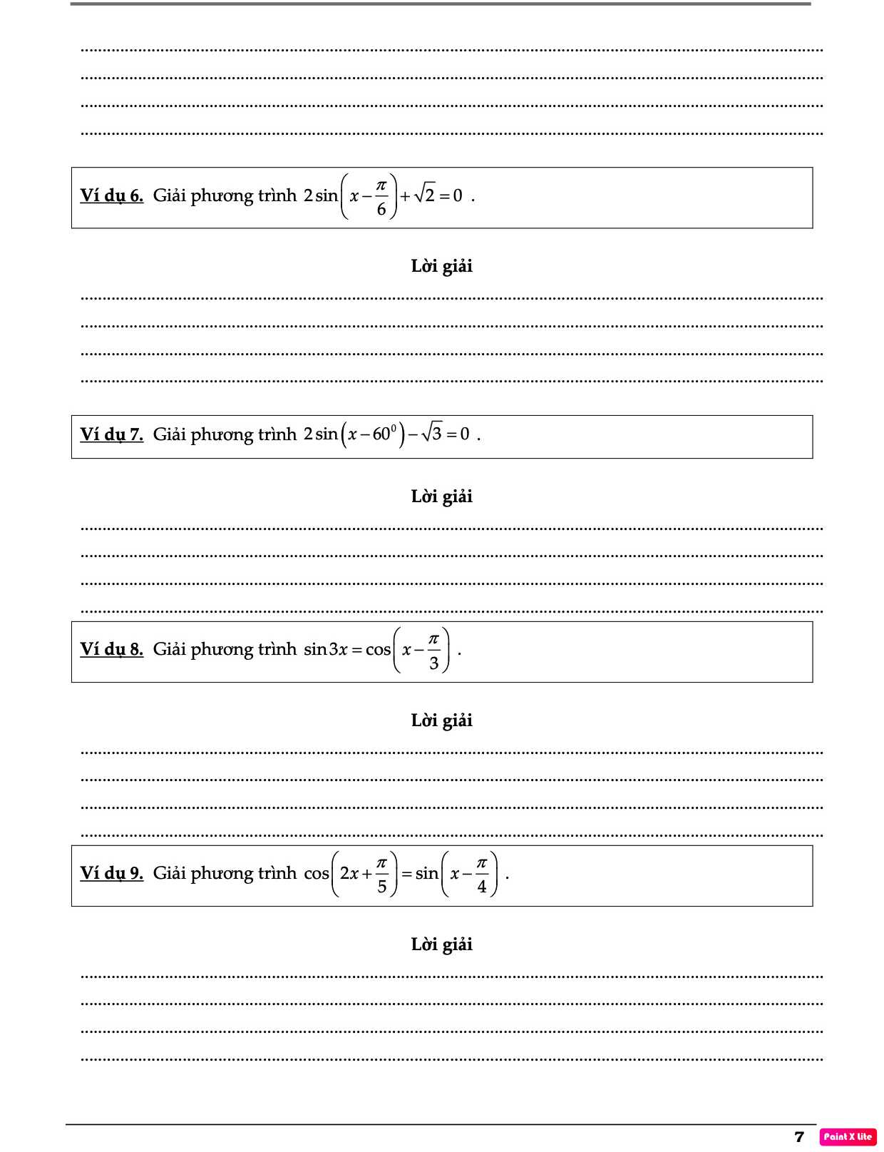 Bài tập lượng giác lớp 11