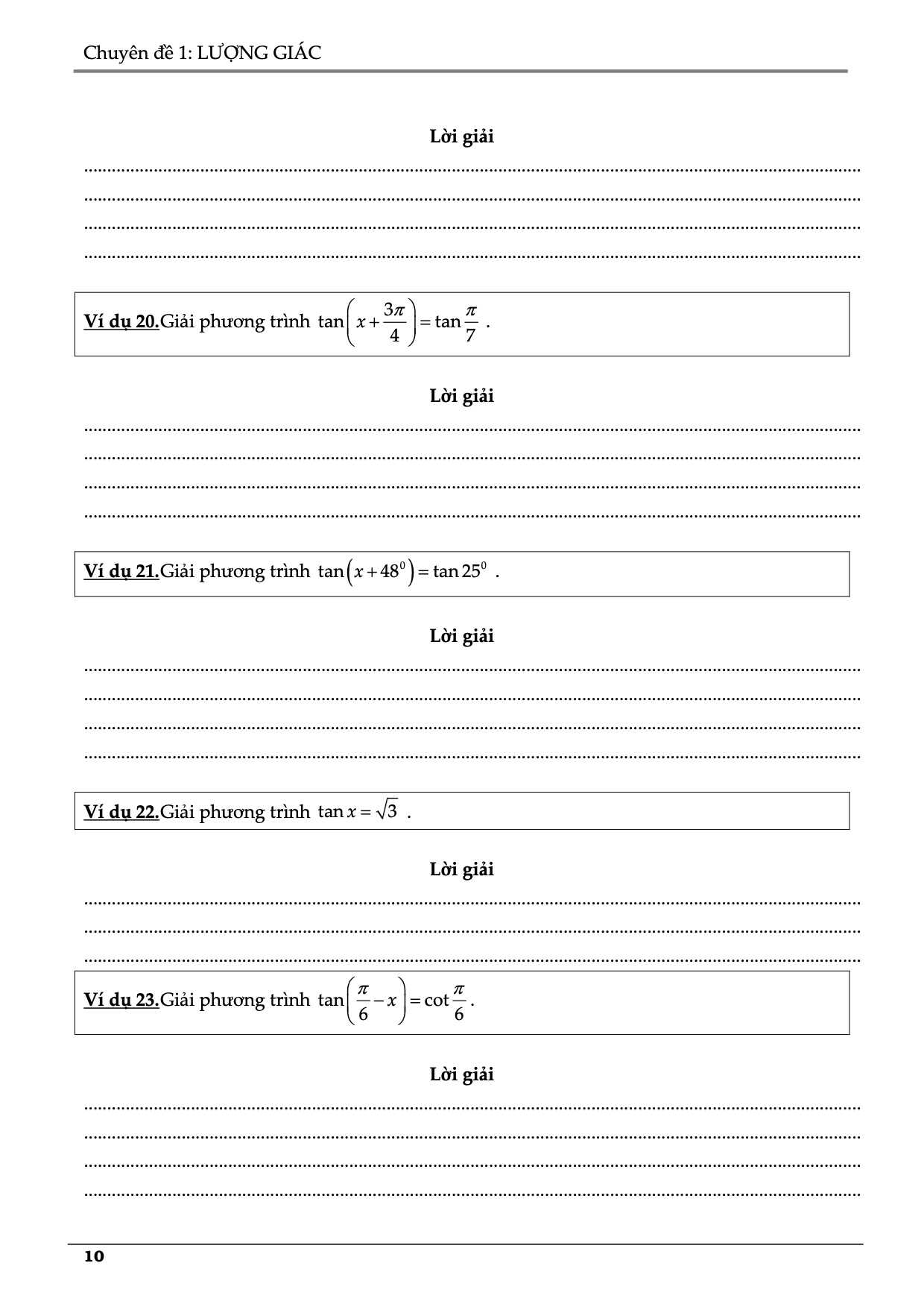 Bài tập lượng giác lớp 11 nâng cao