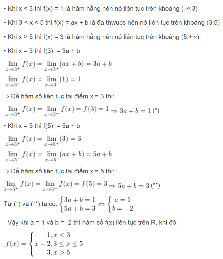 Giải ví dụ xét hàm số liên tục trên một đoạn, một khoảng