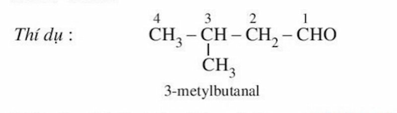 Ví dụ về cách gọi tên anđehit. (Ảnh: Sưu tầm Internet)