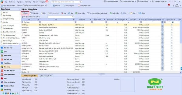 Liệt kê danh sách vật tư, hàng hóa
