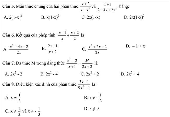 Chi tiết các nội dung chương trình toán lớp 8 hiện nay