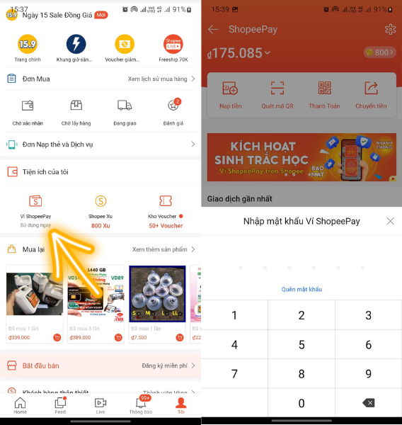 rút tiền từ shopeepay về ngân hàng