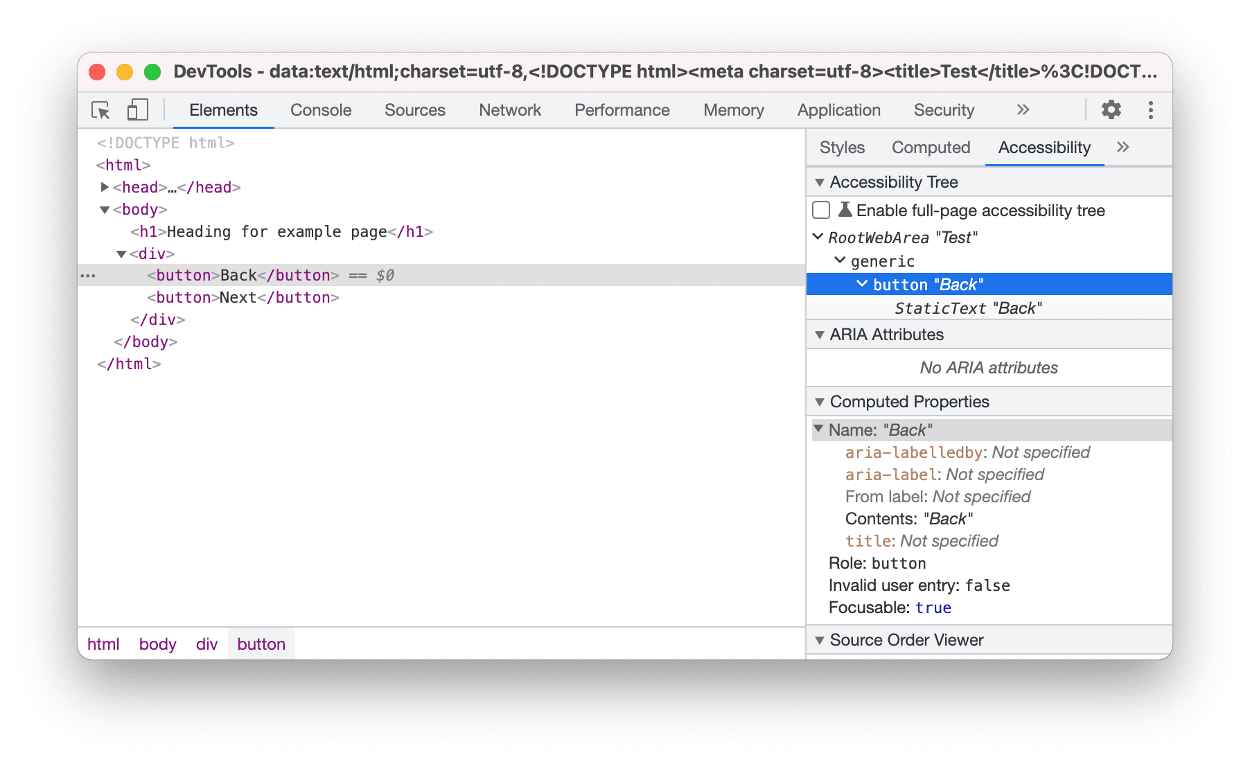Chế độ xem dạng cây mới trong Công cụ cho nhà phát triển.