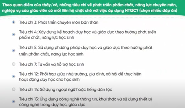 Đáp án Học thông qua Chơi