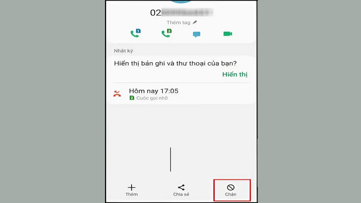Cách chặn cuộc gọi từ đầu số 0251 khi bị làm phiền bước 2