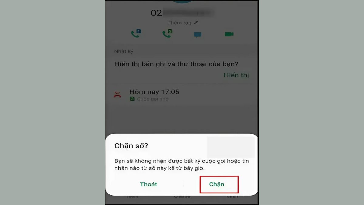 Cách chặn cuộc gọi từ đầu số 0251 khi bị làm phiền bước 3