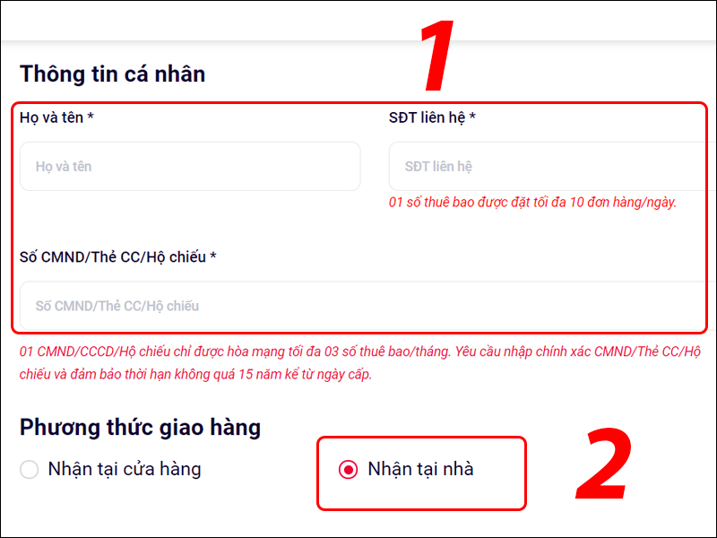 Điền thông tin cần thiết