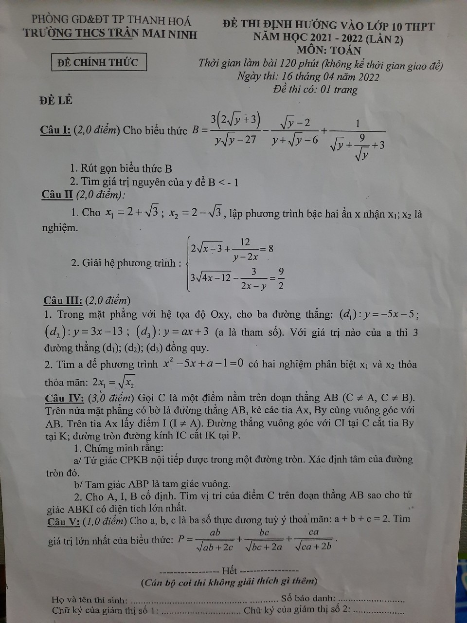 de thi thu vao 10 mon toan thanh hoa 10