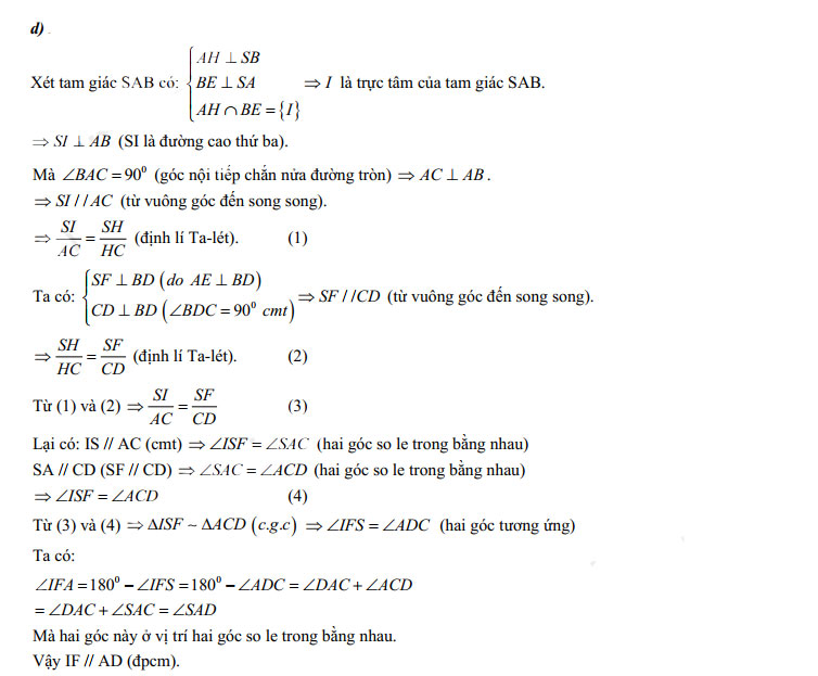 Đáp án đề thi vào 10 môn toán Quảng Ninh 2023 câu 4 ý d