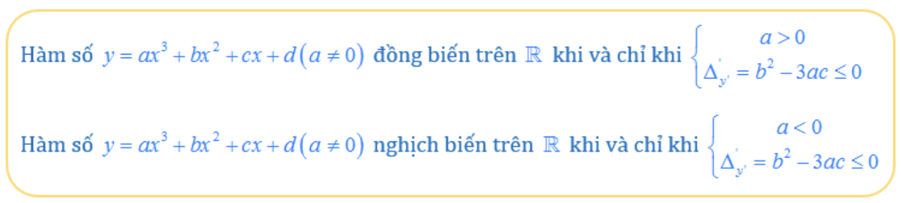 Hàm số đồng biến trên R, nghịch biến trên R với đa thức bậc 3