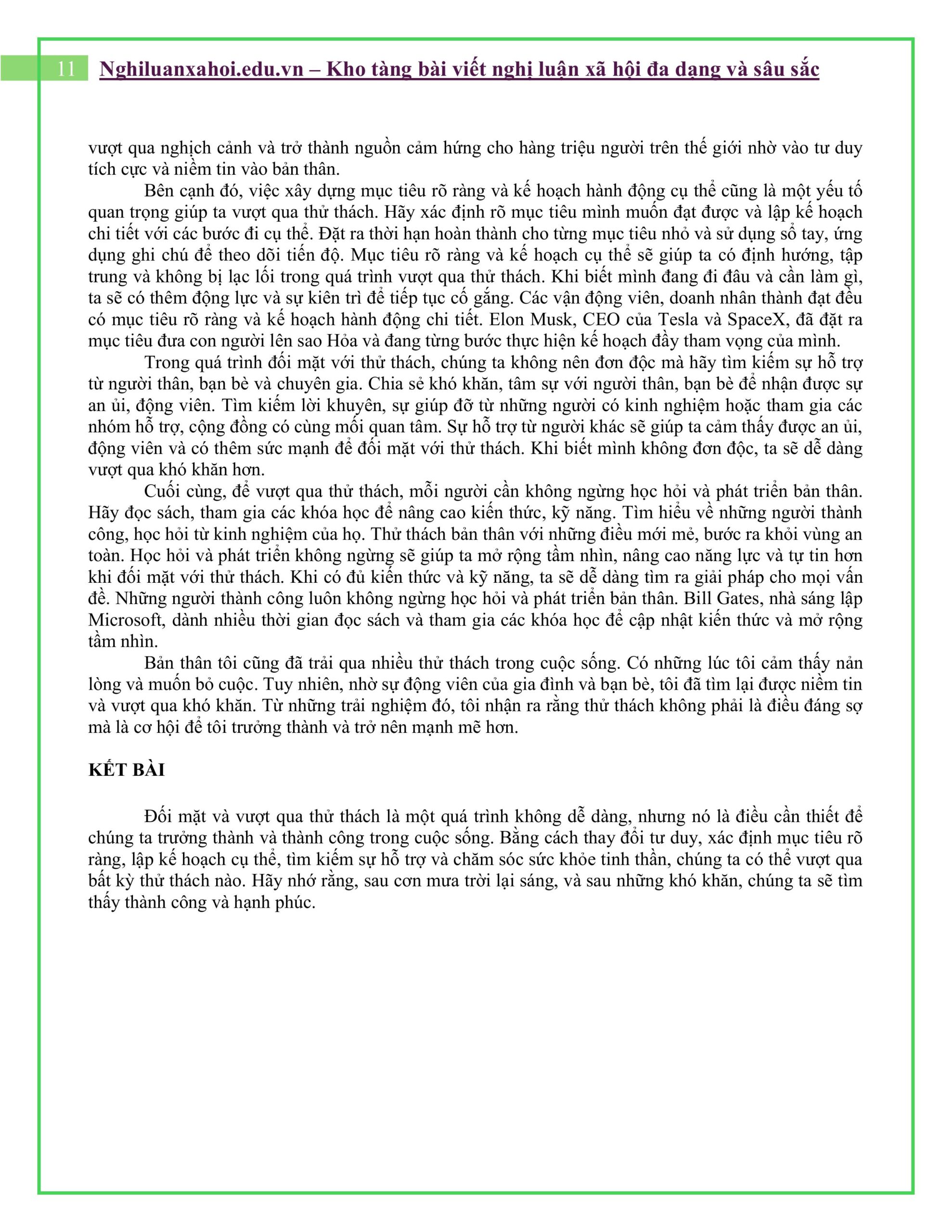 Là một học sinh, em nghĩ làm thế nào để bản thân biết cách đối mặt và vượt qua thử thách