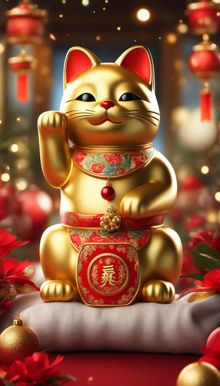 hình nền may mắn mèo thần tài