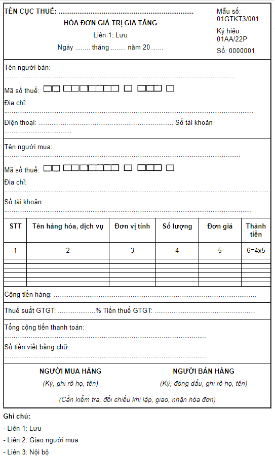 mẫu hóa đơn VAT