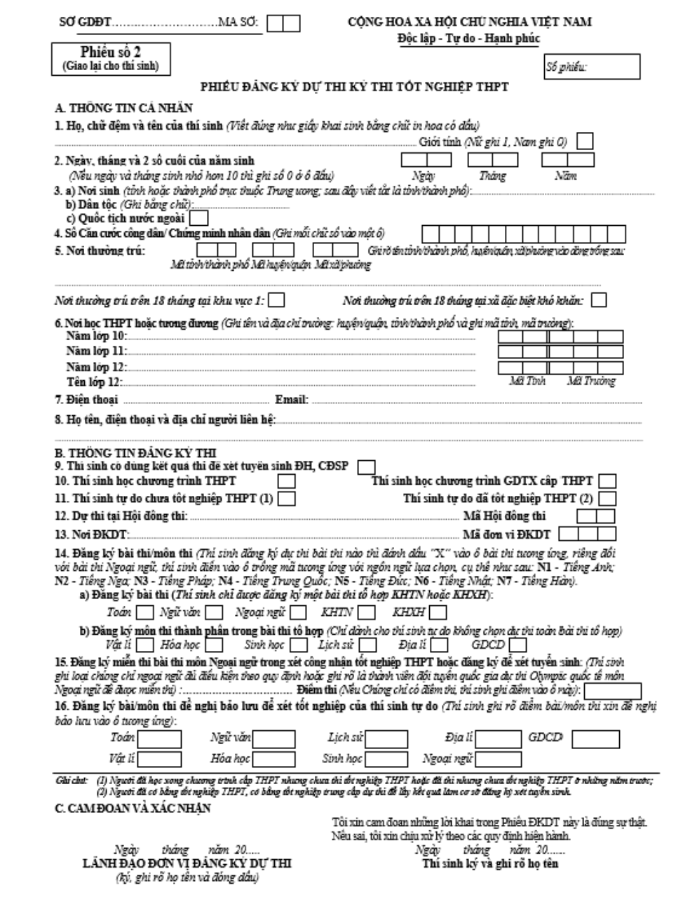 huong dan dien phieu dang ky du thi tot nghiep 2