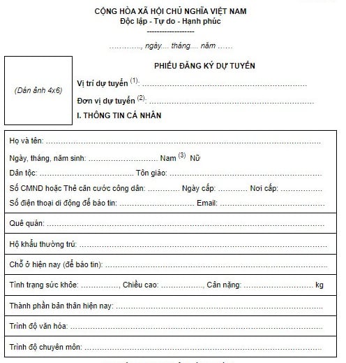 Hướng dẫn điền mẫu phiếu dự tuyển viên chức năm 2023