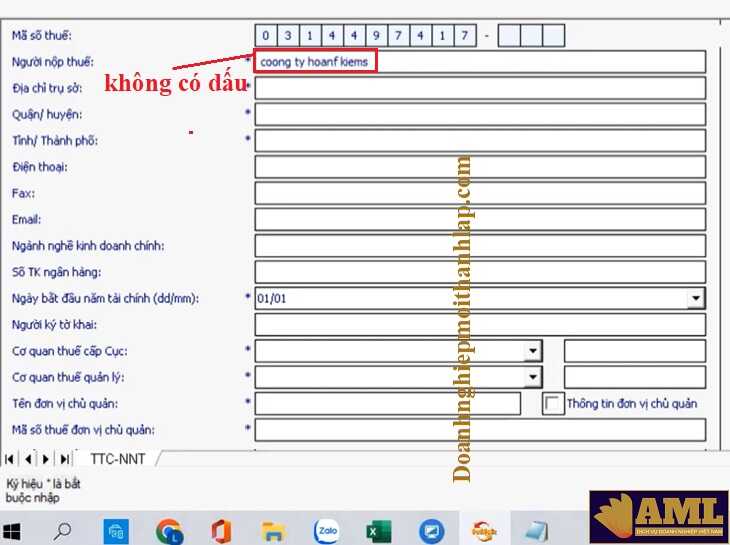 Sửa lỗi không gõ được Tiếng Việt có dấu trong HTKK