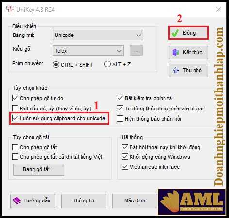 Sửa lỗi không gõ được Tiếng Việt có dấu trong HTKK