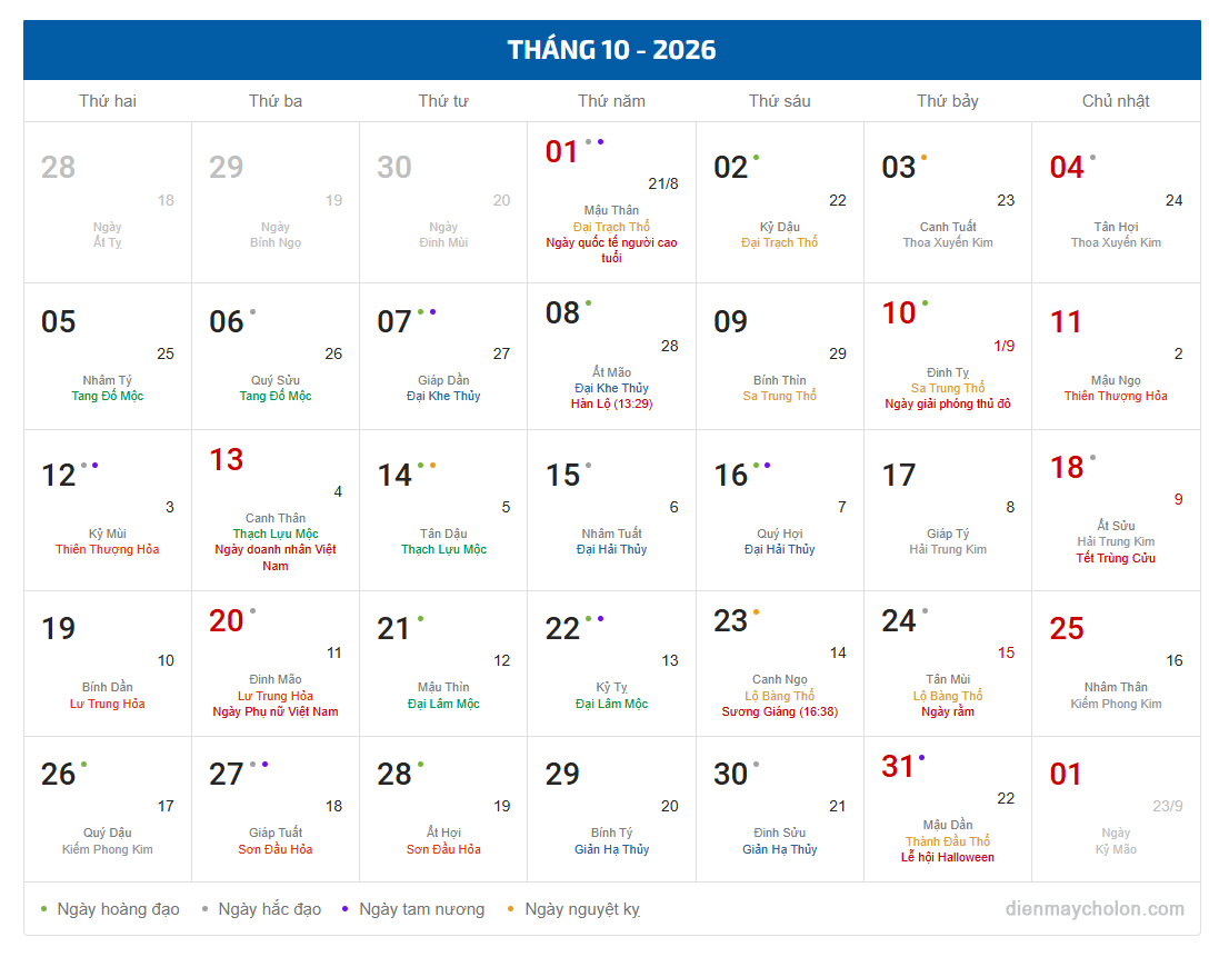 Tháng của ngày Phụ nữ Việt Nam và lễ Halloween