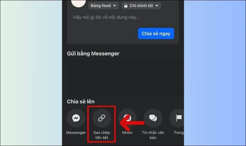 Nhấn chọn vào biểu tượng Sao chép liên kết
