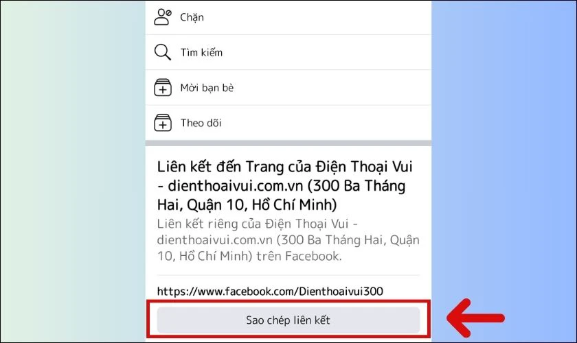 Nhấn vào Sao chép liên kết