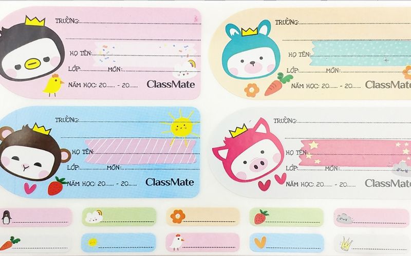 Nhãn vở hoạt hình ngộ nghĩnh