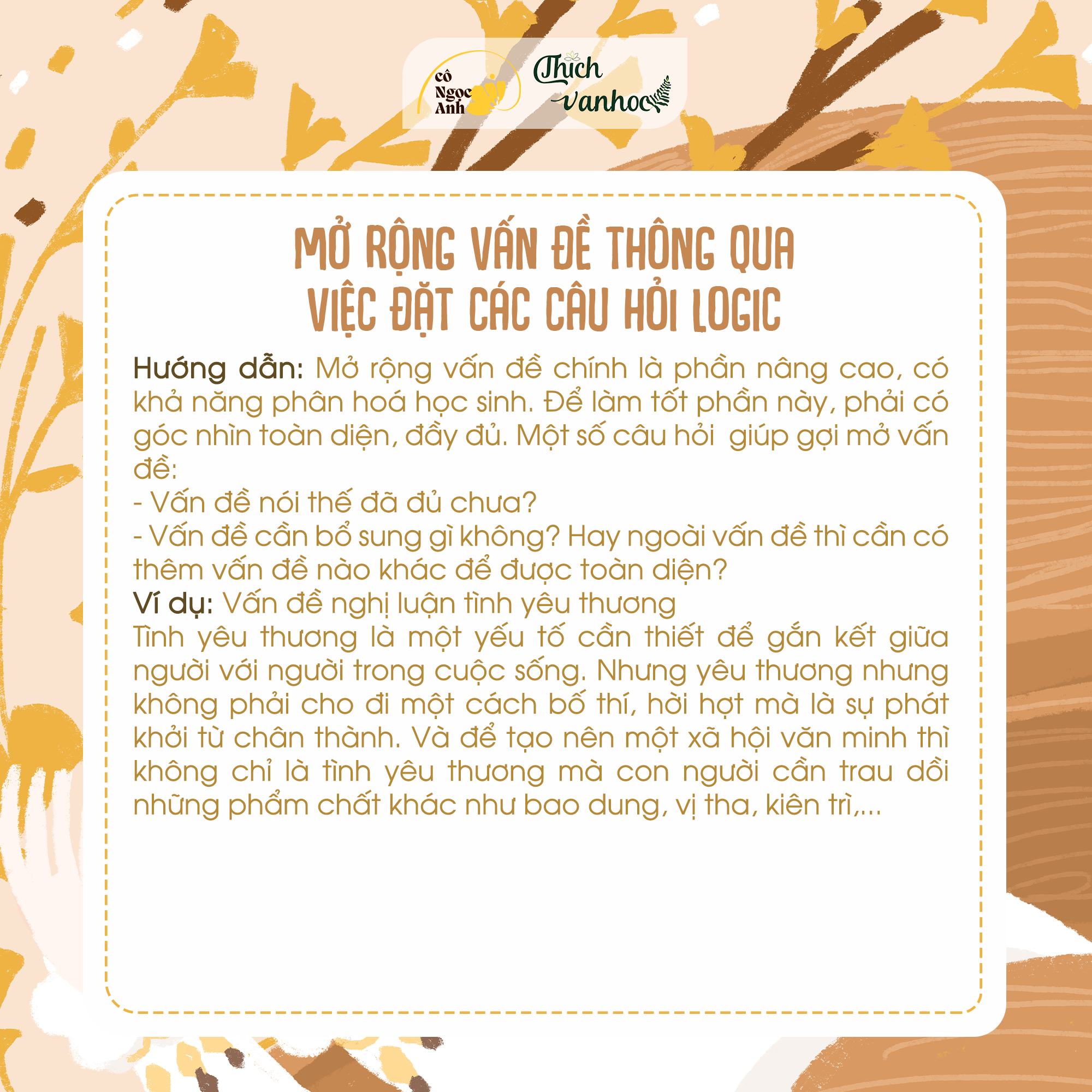 Mở rộng vấn đề thông qua việc đặt các câu hỏi logic