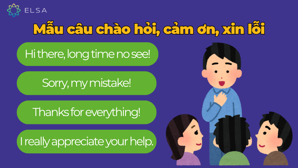Các mẫu câu chào hỏi, cảm ơn, xin lỗi