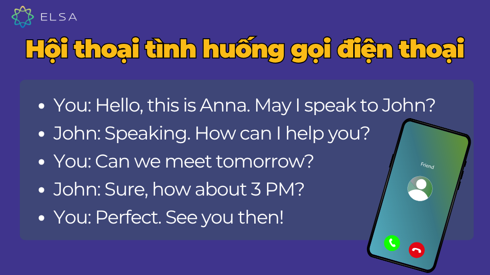 Mẫu hội thoại giao tiếp tình huống gọi điện thoại