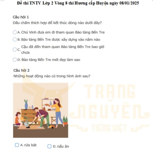 Đề thi Trạng nguyên Tiếng Việt lớp 2 cấp huyện