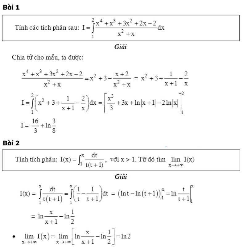 Bài tập tích phân dạng nâng cao