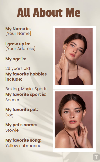 Mẫu Giới thiệu về tôi: Mẫu Poster Giới thiệu về tôi của Template.net