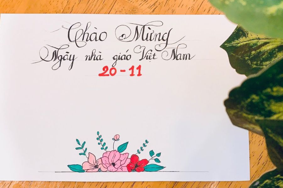 Mẫu trang trí báo tường trên giấy a4 20 11 với những nét vẽ bằng tay giản dị nhưng thấm đượm tình cảm.