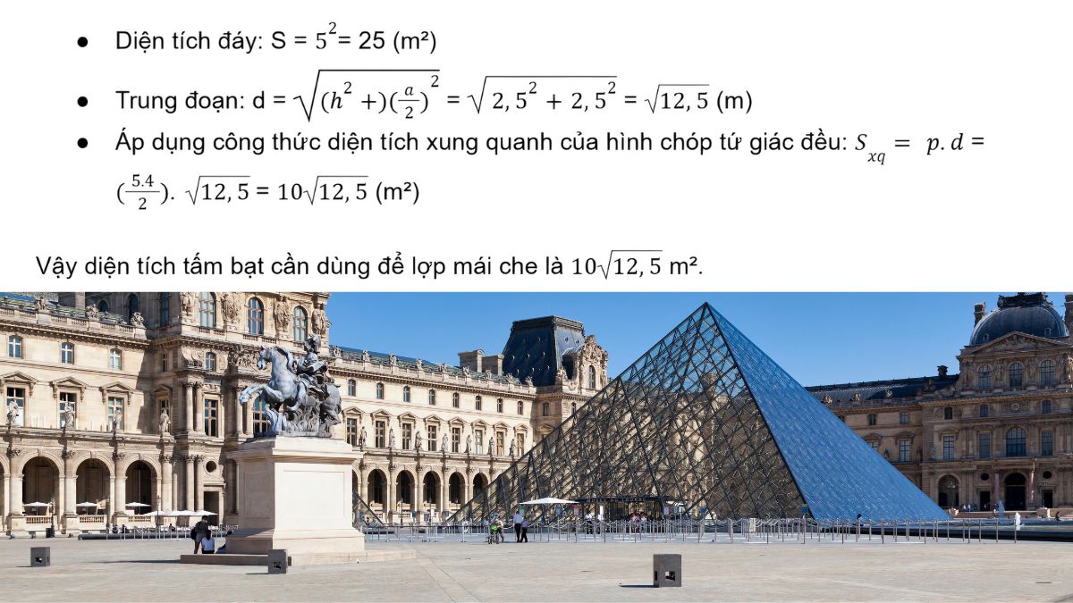 Bài tập liên quan đến cách tính hình chóp tứ giác đều