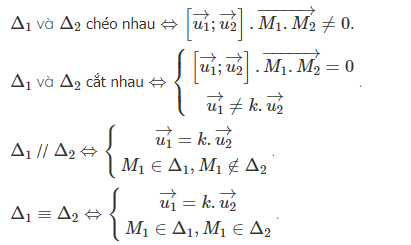 Các dạng phương trình đường thẳng trong không gian khi biết vị trí tương đối của 2 đường thẳng
