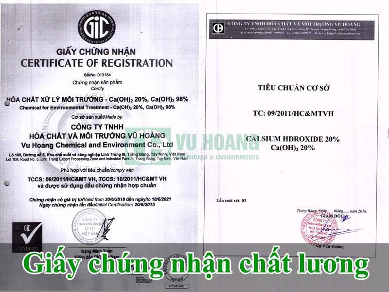 Công bố chứng nhận chất lượng vôi sữa Ca(OH)2 - 20%