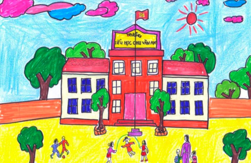 Bài thơ: Em vẽ ngôi trường em