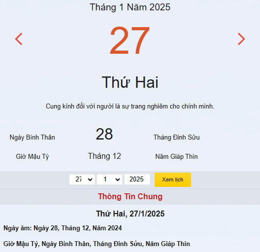 28/12 âm 2022 là ngày 19/1/2023 dương lịch