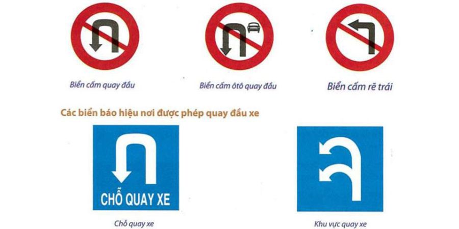 So sánh biển cấm quay đầu với biển chỉ dẫn cho phép quay đầu