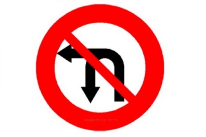 Biển báo cấm rẽ trái và quay đầu có hình dạng ra sao?